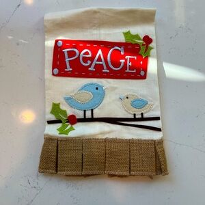 Mud Pie Peace Christmas Towel NWOT
